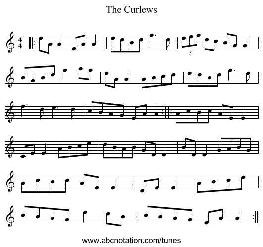 The Curlews - staff notation