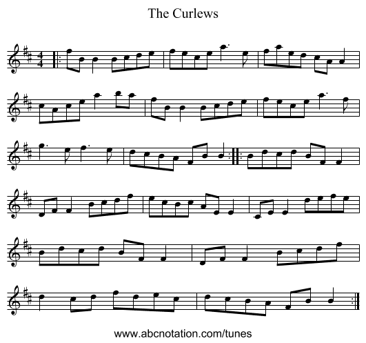 The Curlews - staff notation