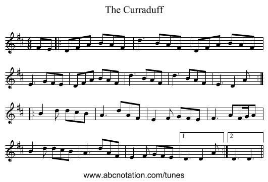 The Curraduff - staff notation
