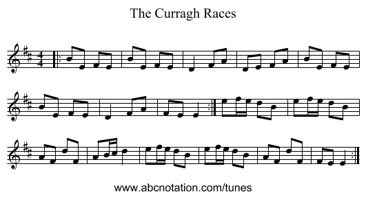 The Curragh Races - staff notation