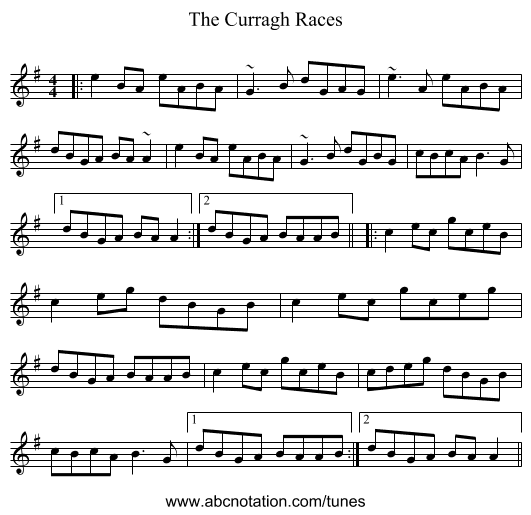 The Curragh Races - staff notation