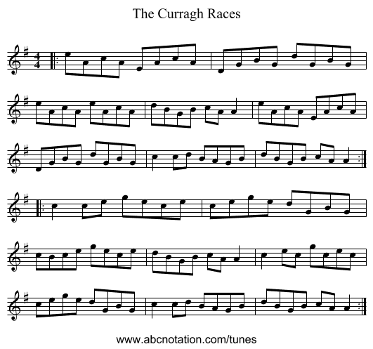 The Curragh Races - staff notation