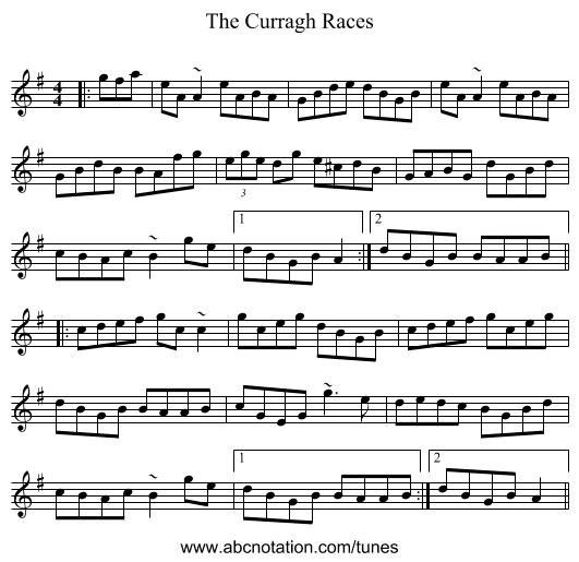 The Curragh Races - staff notation
