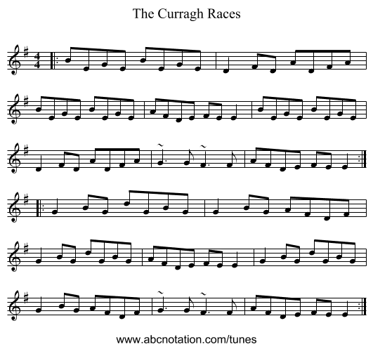 The Curragh Races - staff notation