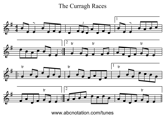 The Curragh Races - staff notation