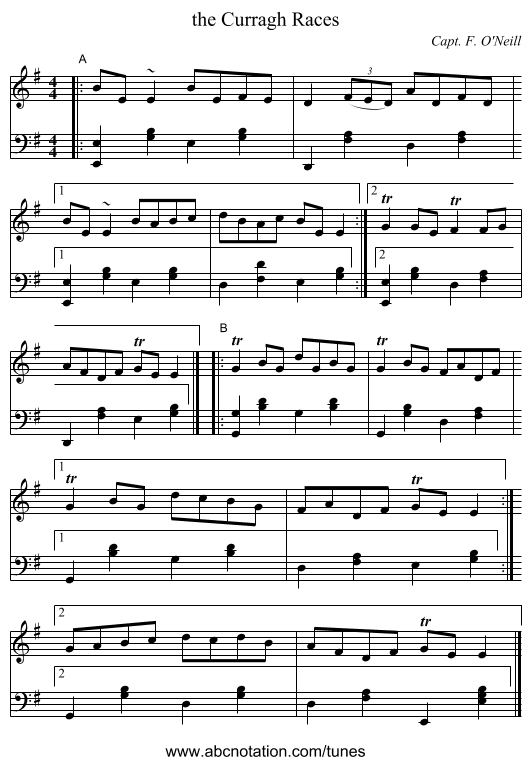 the Curragh Races - staff notation