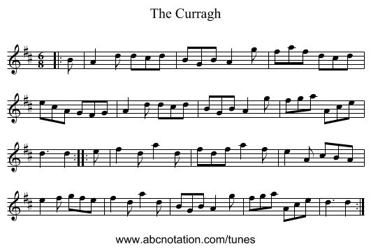 The Curragh - staff notation