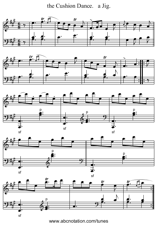 the Cushion Dance.   a Jig. - staff notation