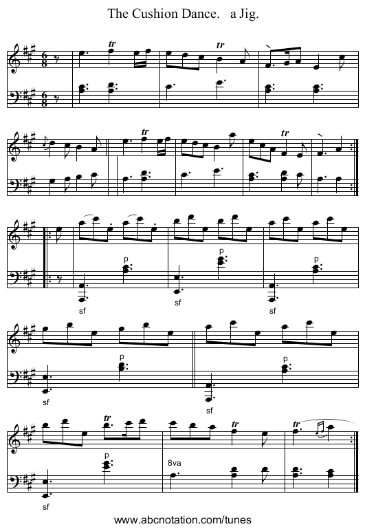 The Cushion Dance. a Jig. - staff notation