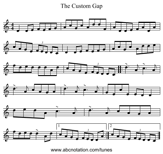 The Custom Gap - staff notation