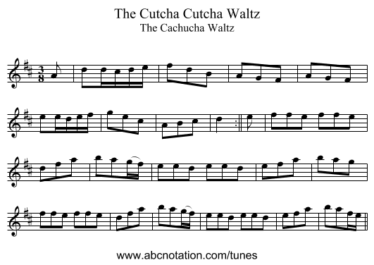 The Cutcha Cutcha Waltz - staff notation