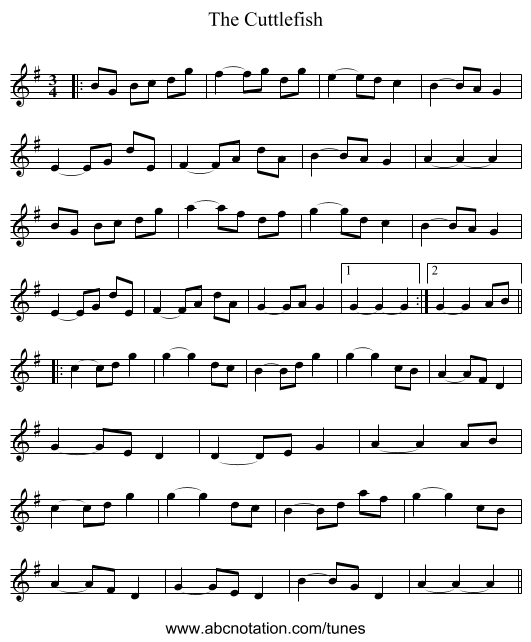 The Cuttlefish - staff notation