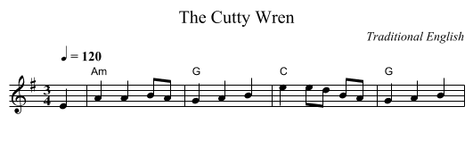 The Cutty Wren - staff notation