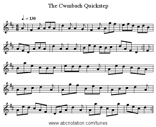The Cwmbach Quickstep - staff notation