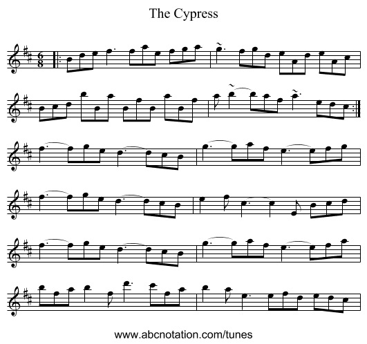 The Cypress - staff notation