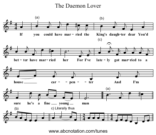 The Daemon Lover - staff notation