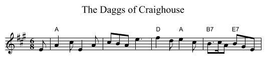 The Daggs of Craighouse - staff notation