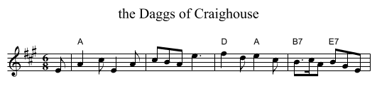 the Daggs of Craighouse - staff notation