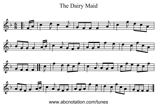 The Dairy Maid - staff notation