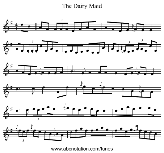 The Dairy Maid - staff notation