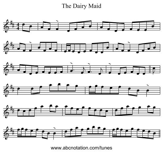 The Dairy Maid - staff notation