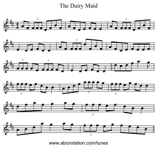 The Dairy Maid - staff notation