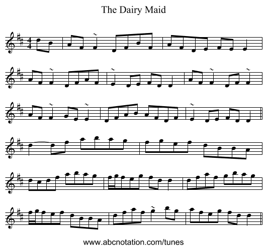 The Dairy Maid - staff notation