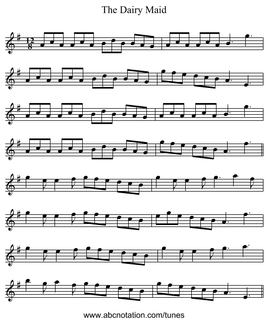 The Dairy Maid - staff notation