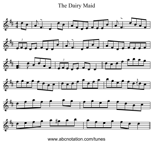 The Dairy Maid - staff notation
