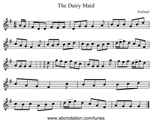 The Dairy Maid - staff notation