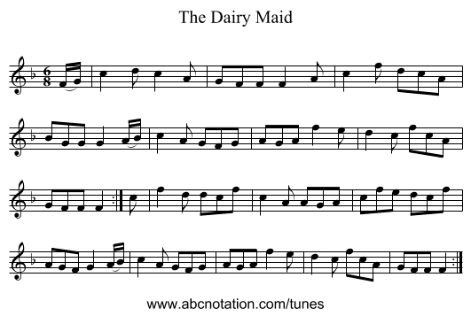 The Dairy Maid - staff notation