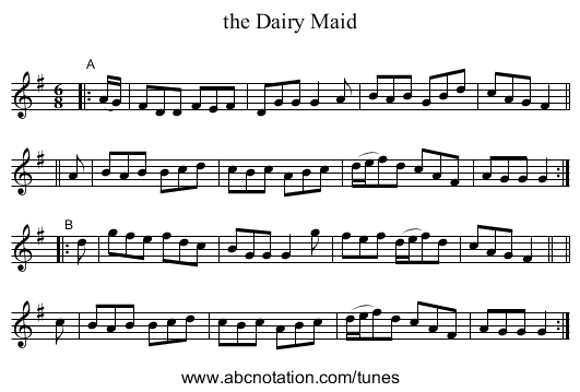 the Dairy Maid - staff notation