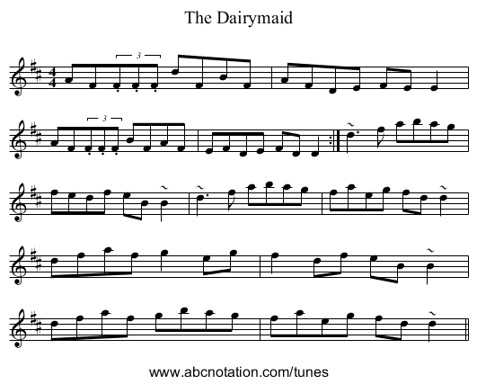 The Dairymaid - staff notation