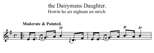 the Dairymans Daughter. - staff notation