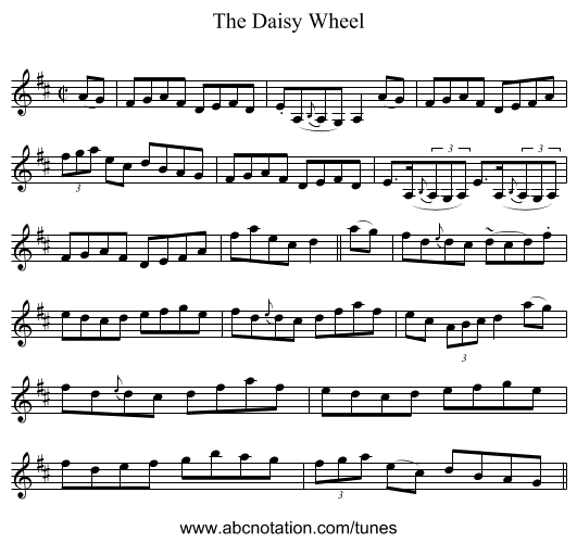 The Daisy Wheel - staff notation