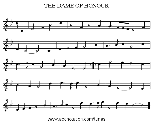THE DAME OF HONOUR - staff notation