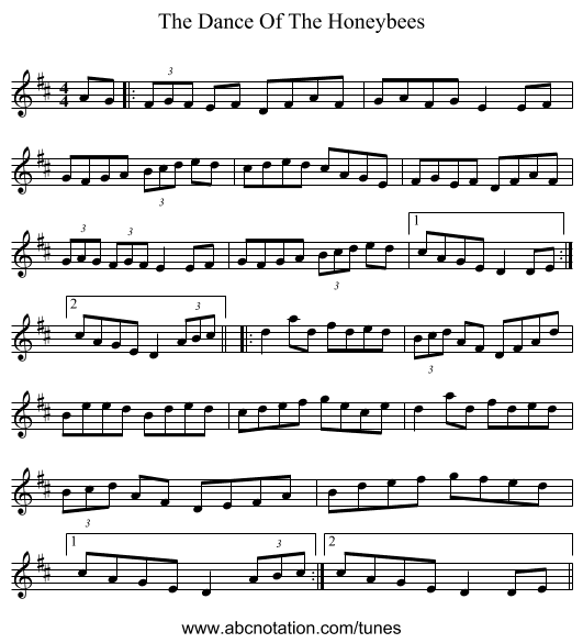 The Dance Of The Honeybees - staff notation
