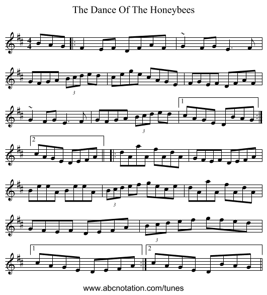 The Dance Of The Honeybees - staff notation