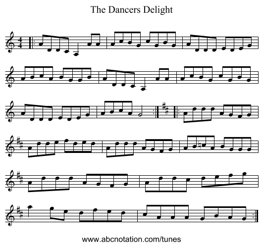 The Dancers Delight - staff notation