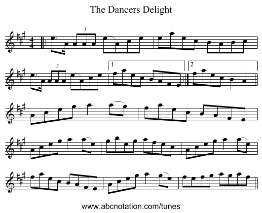The Dancers Delight - staff notation