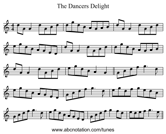 The Dancers Delight - staff notation