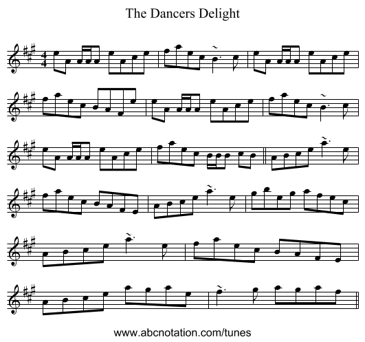 The Dancers Delight - staff notation