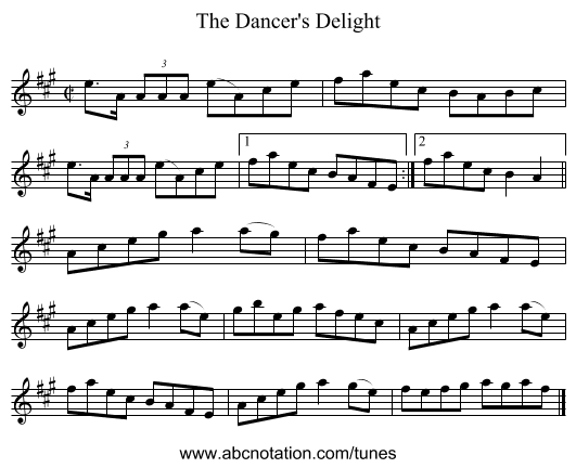 The Dancer's Delight - staff notation
