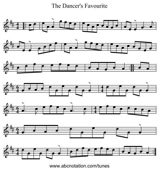 The Dancer's Favourite - staff notation