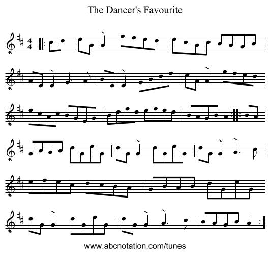 The Dancer's Favourite - staff notation