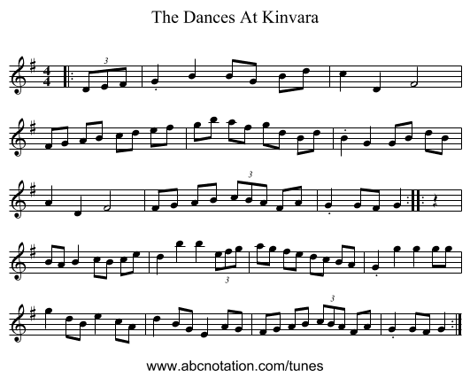 The Dances At Kinvara - staff notation