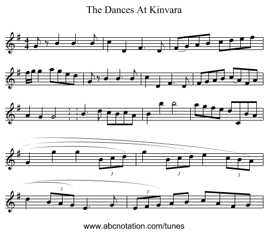The Dances At Kinvara - staff notation