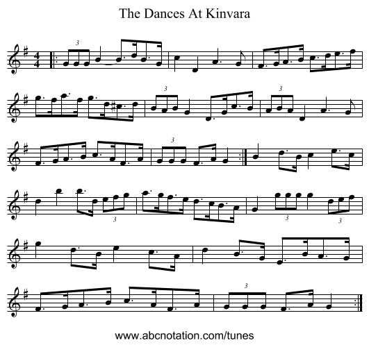 The Dances At Kinvara - staff notation
