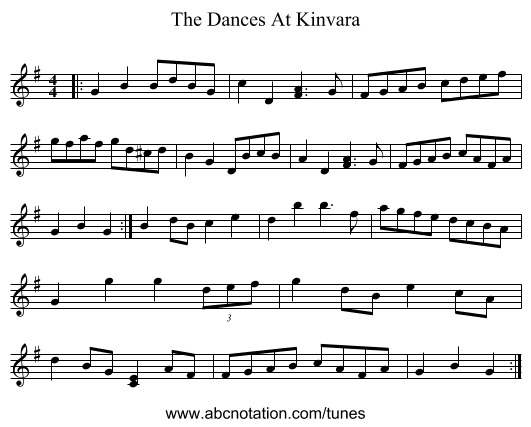 The Dances At Kinvara - staff notation