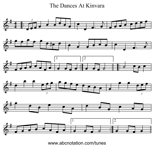 The Dances At Kinvara - staff notation
